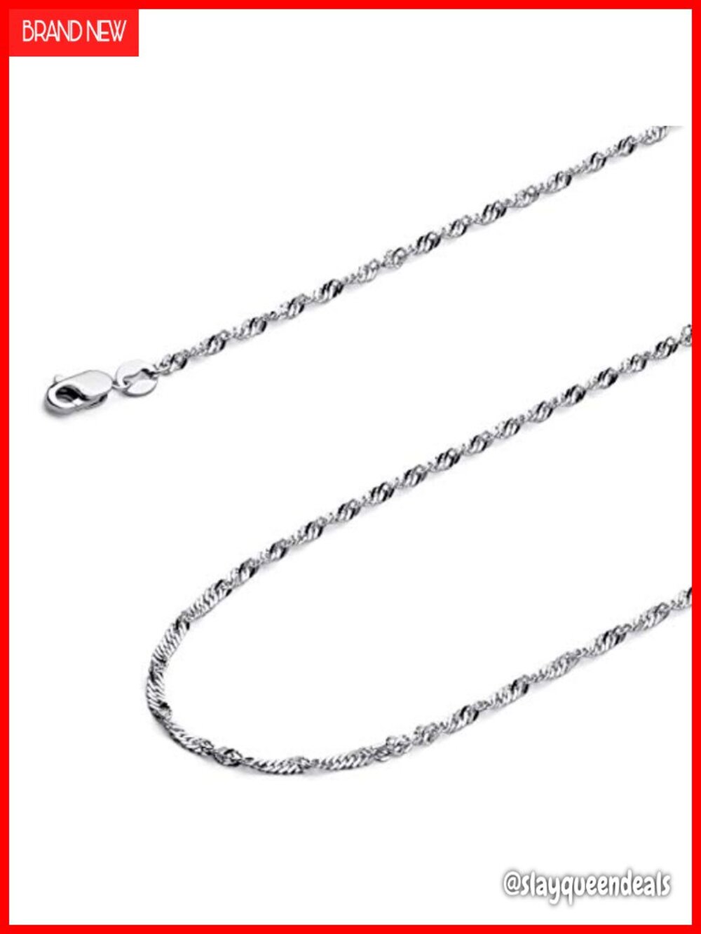 14k Real Solid Gold Singapore Chain Necklace 1mm Spring Ring Clasp